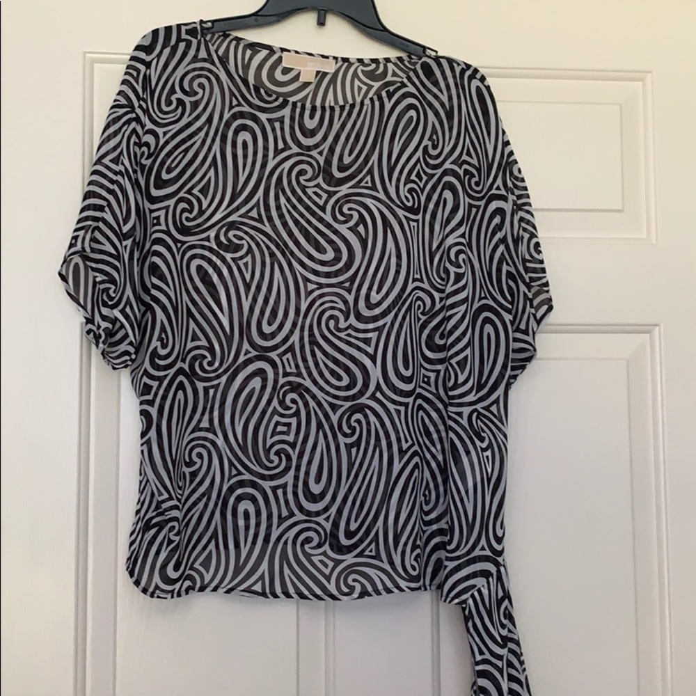 Michael Kors Black and White Printed Blouse